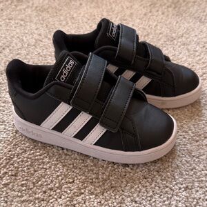 Adidas Kids Black and White Velcro Sneakers